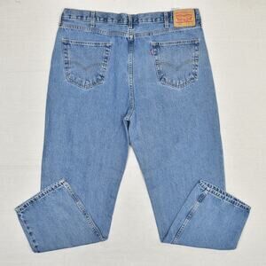 Levi's Men's Jeans Cotton Blue Size 42x32 Zip Solid 550 Relaxed Straight Denim